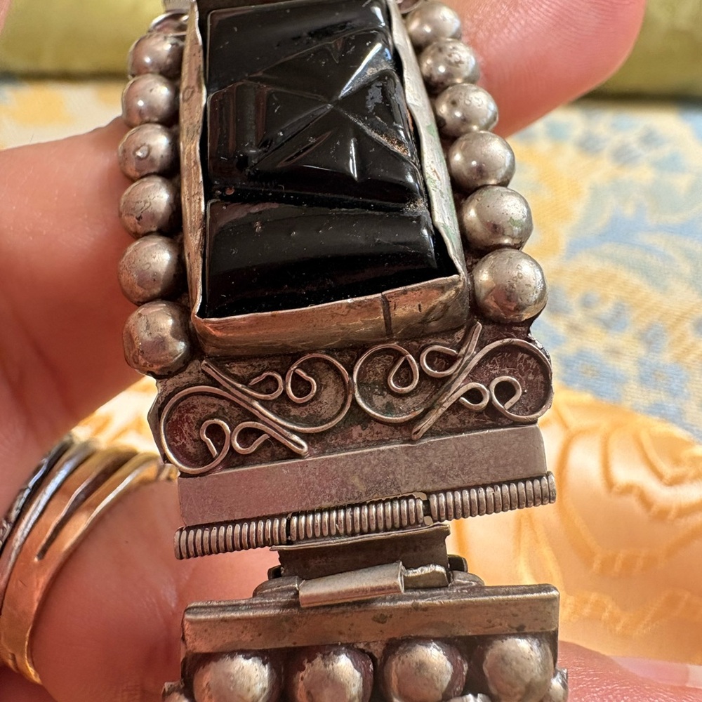 Alpaca Mexico onyx silver bracelet